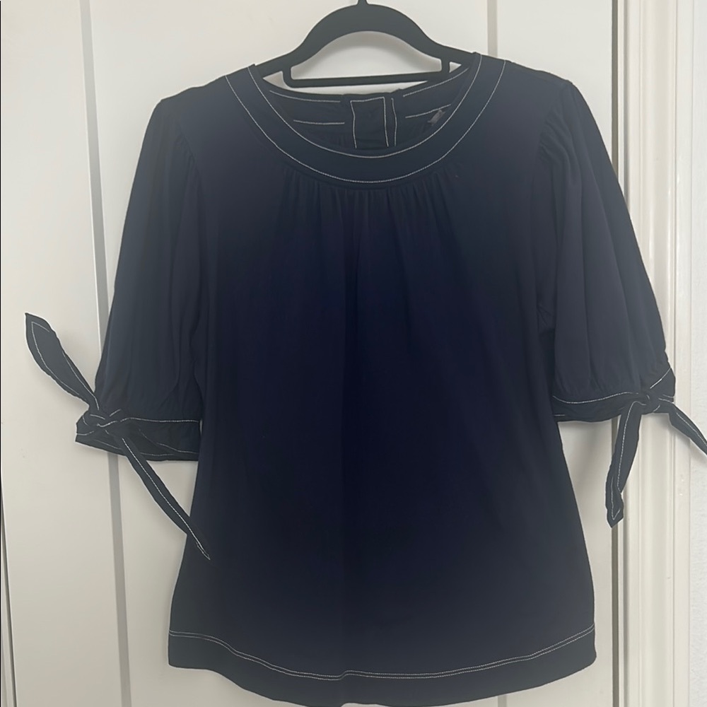 Anthropologie Navy Women's Top/Elevated Cotton shirt